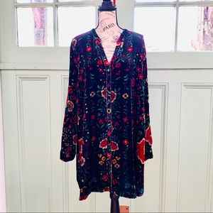 Johnny Was velvet floral tunic dress
